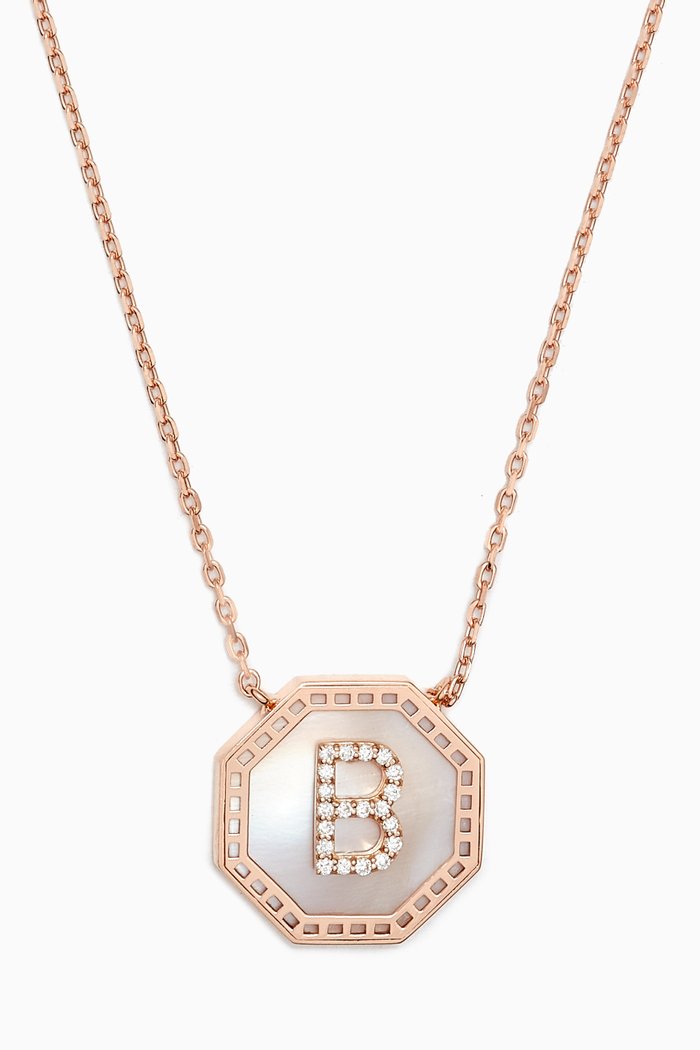 

Harf Turath Letter Diamond Necklace in 18kt Rose Gold