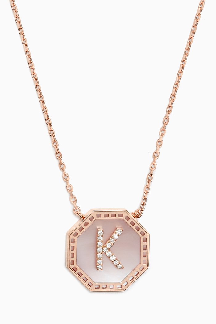 

Harf Turath Letter Diamond Necklace in 18kt Rose Gold