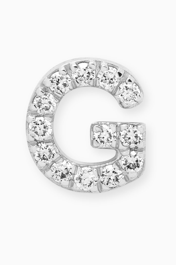 

G Letter Diamond Single Stud Earring in 18kt White Gold, Neutral