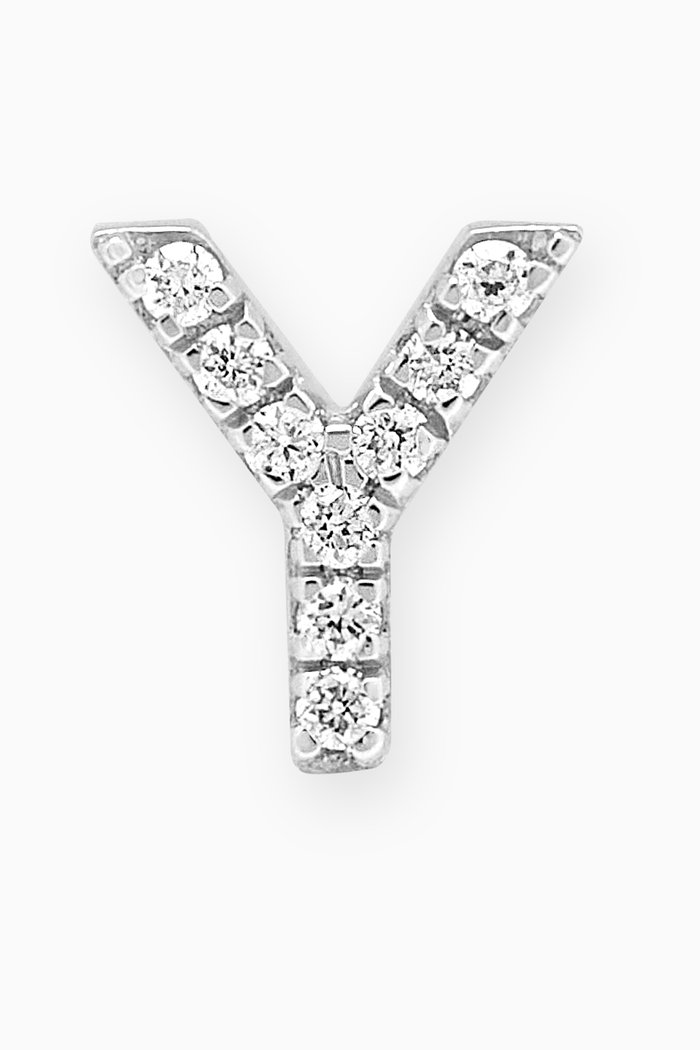 

Y Letter Diamond Single Stud Earring in 18kt White Gold, Neutral