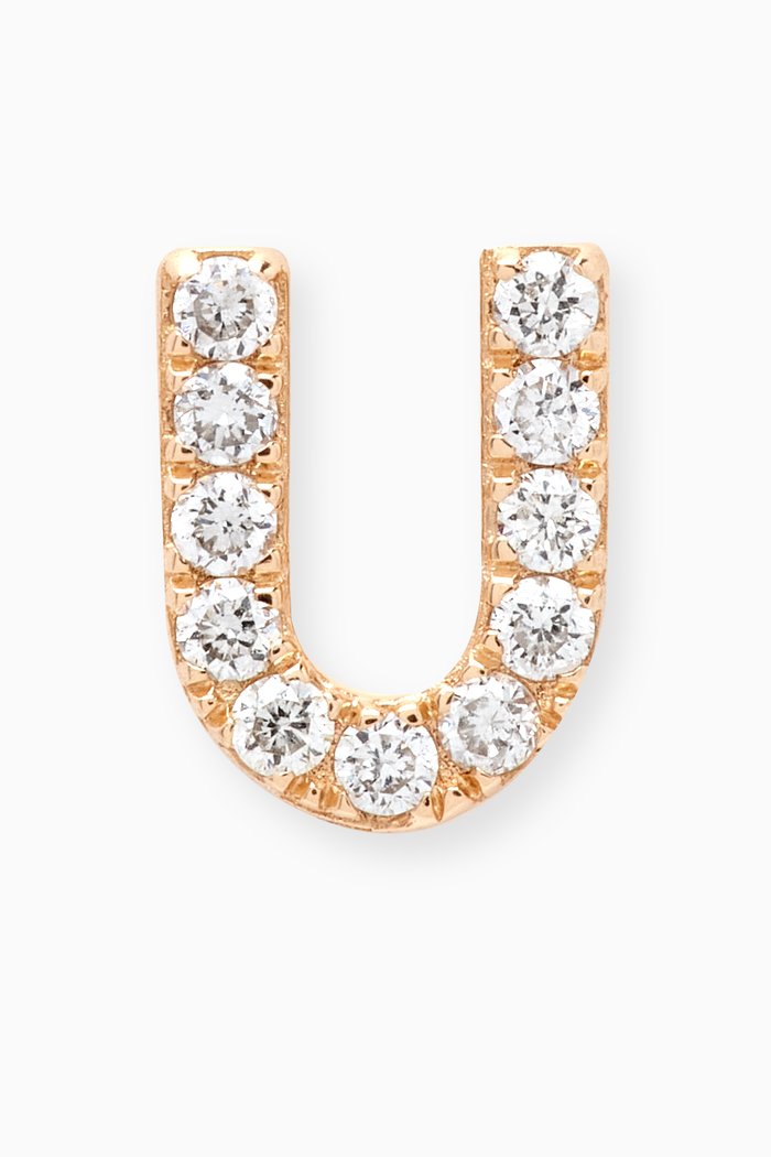 

U Letter Diamond Single Stud Earring in 18kt Gold, Neutral