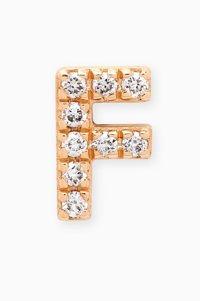 

F Letter Diamond Single Stud Earring in 18kt Gold, Neutral