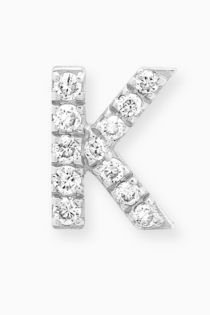 

K Letter Diamond Single Stud Earring in 18kt White Gold