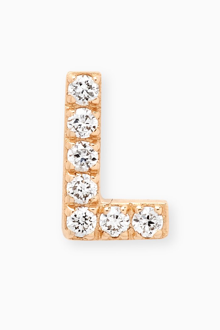 L Letter Diamond Single Stud Earring in 18kt Gold, Neutral