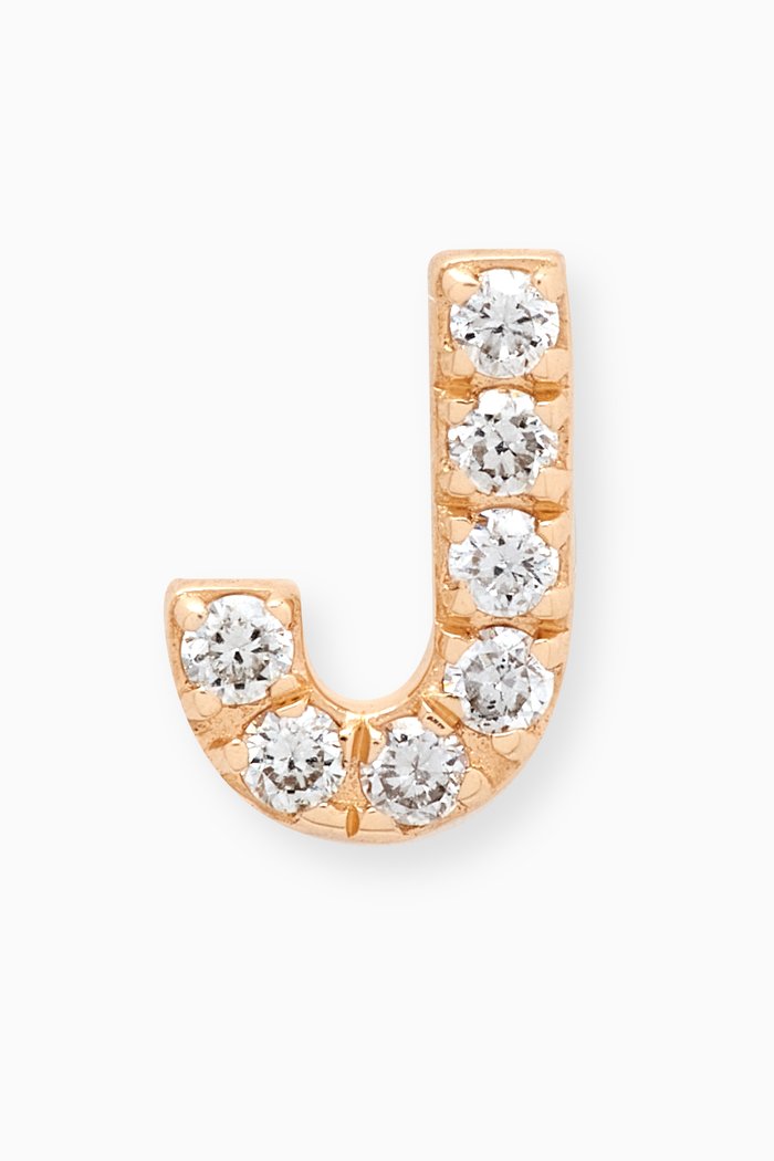 

J Letter Diamond Single Stud Earring in 18kt Gold, Neutral