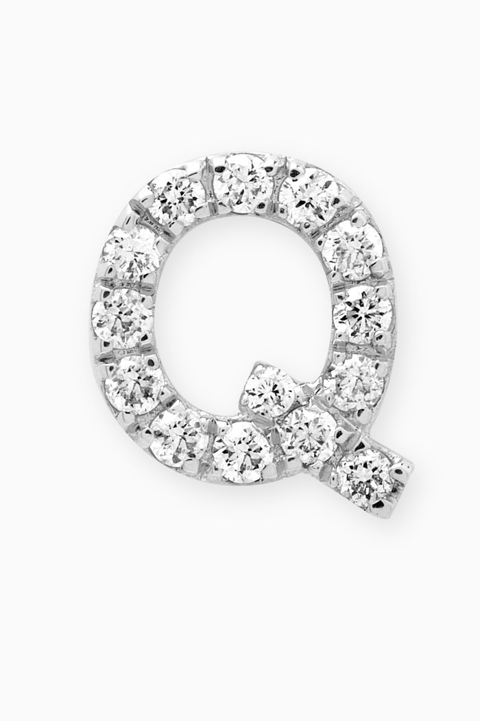 

Q Letter Diamond Single Stud Earring in 18kt White Gold, Neutral