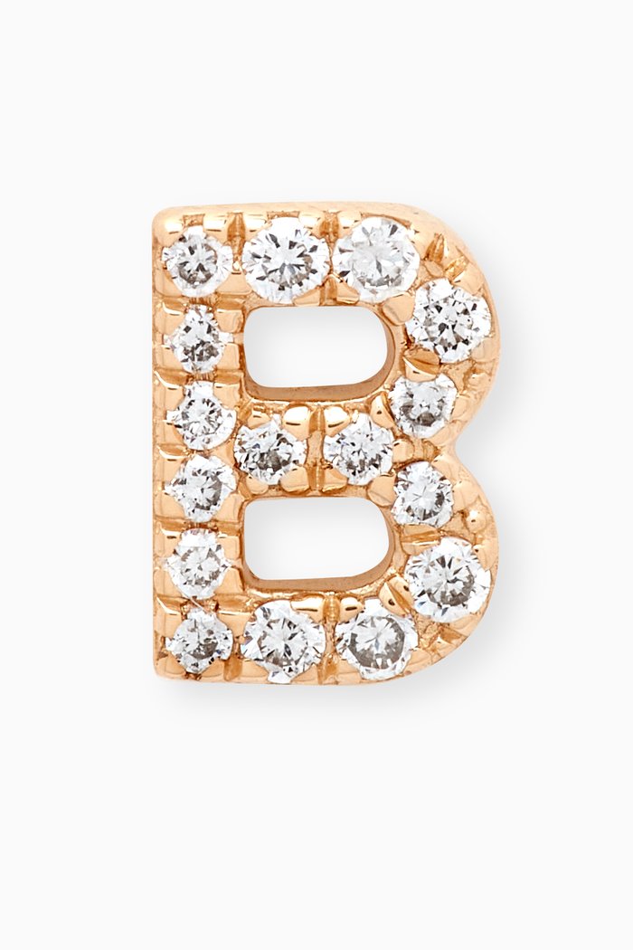 

B Letter Diamond Single Stud Earring in 18kt Gold, Neutral