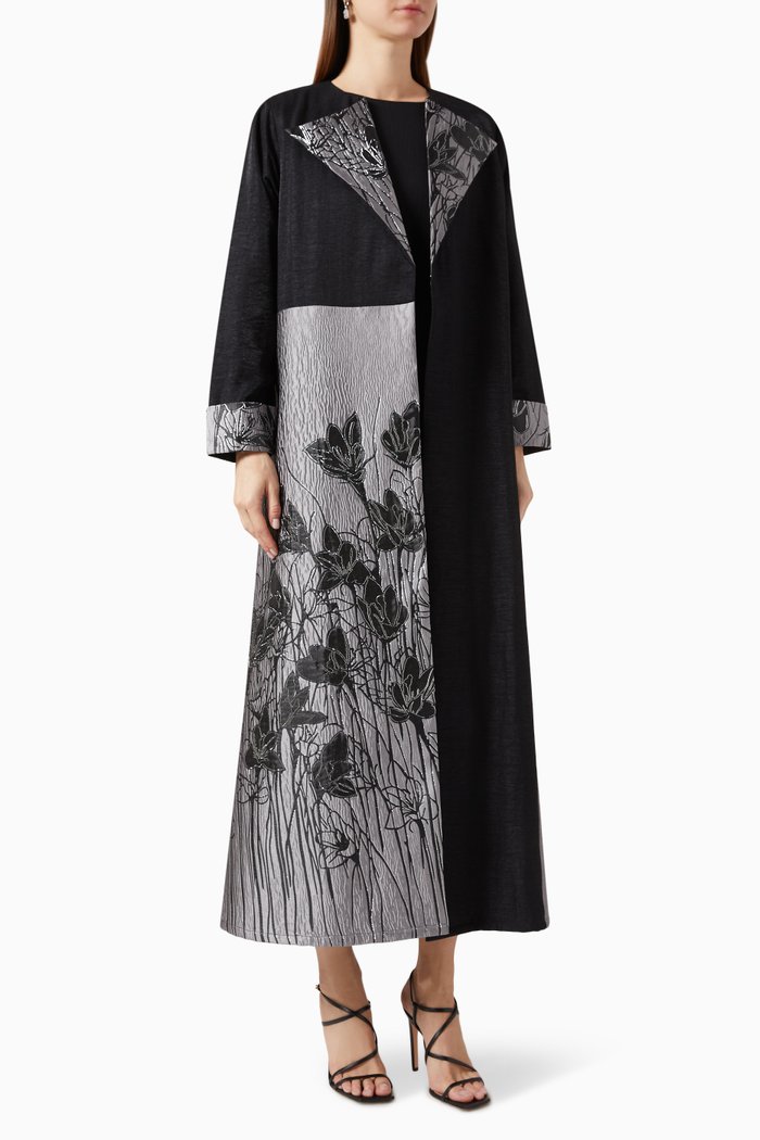 

Silver Rose Abaya Set, Black