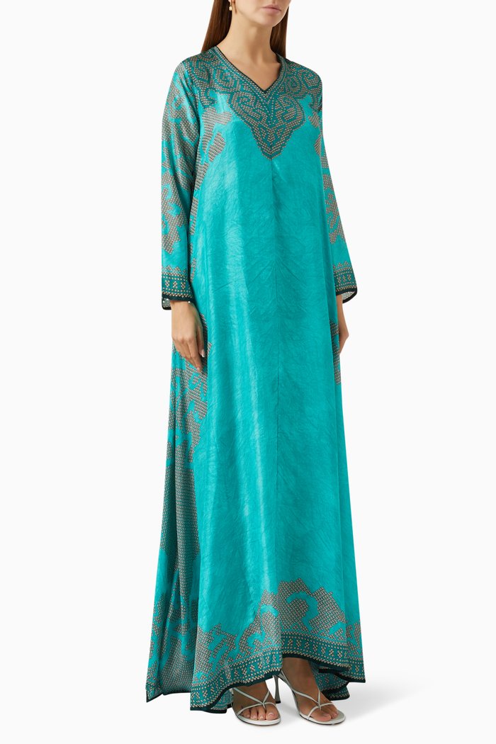 

Aarvi Kaftan in Silk, Blue