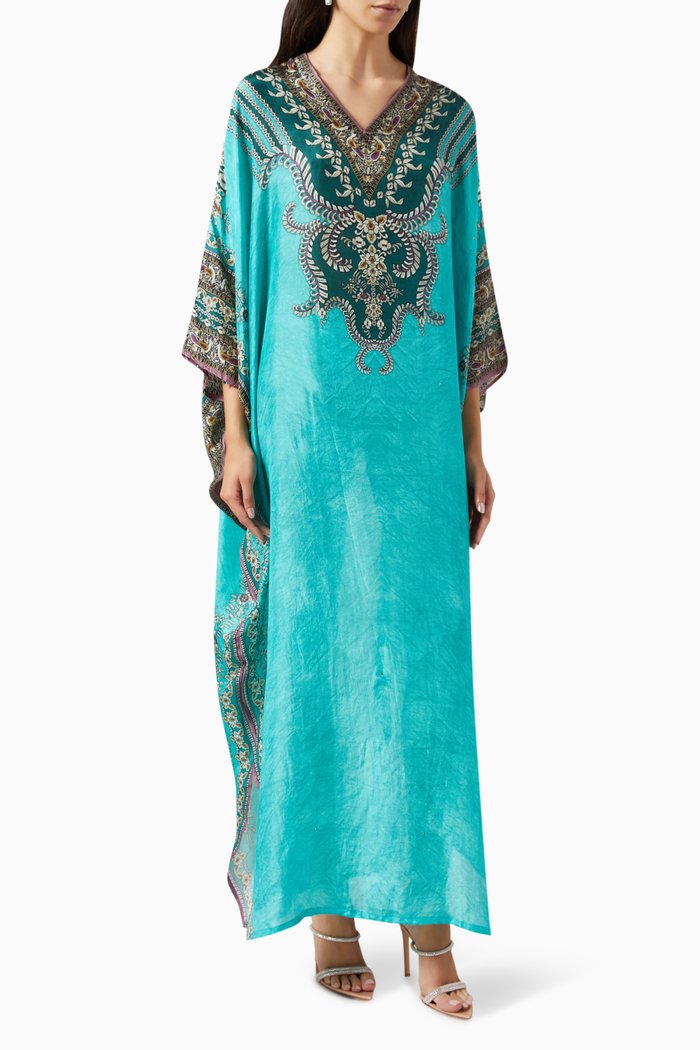 

Kainat Kaftan in Silk, Blue