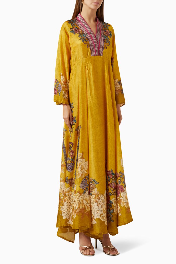 

Cindy Kaftan in Silk, Yellow