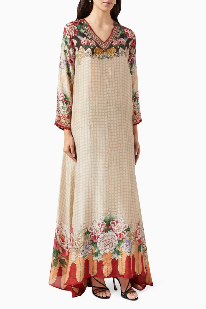 

Aarvi Kaftan in Silk, Neutral