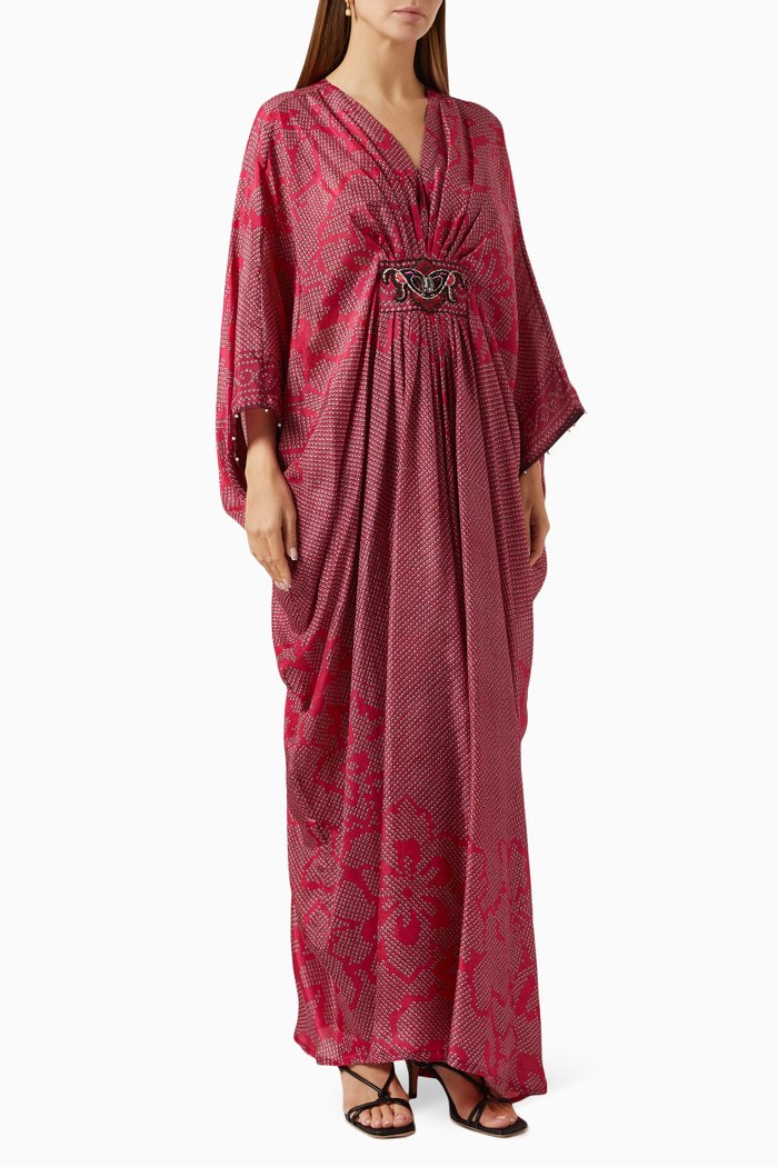 Imama Kaftan in Silk, Pink