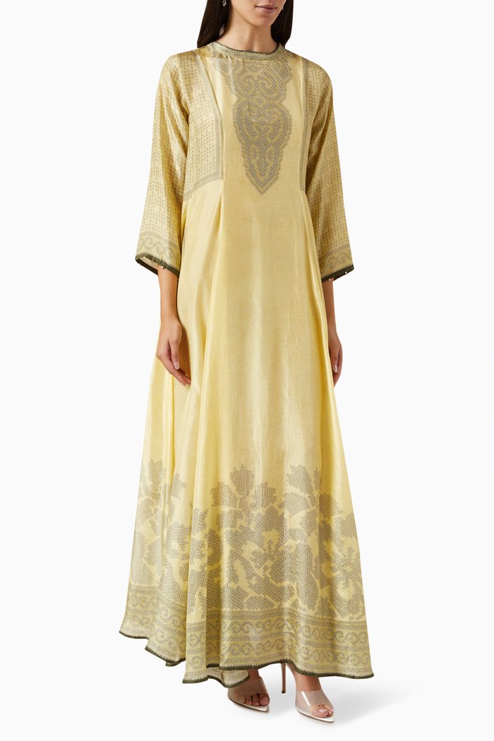 

Aamilah Kaftan in Silk, Yellow