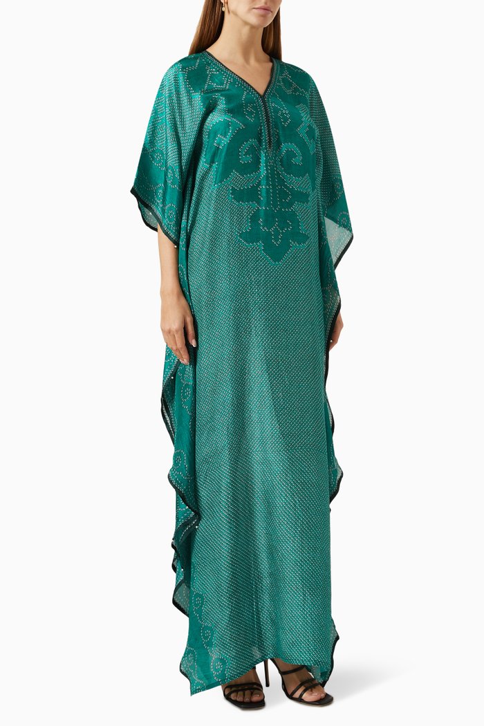 

Elenor Kaftan in Silk, Green