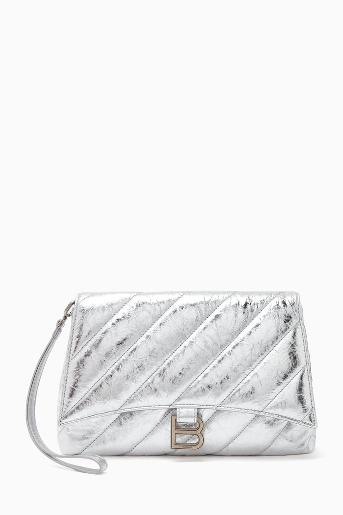 

Crush Pochette in Leather, Silver