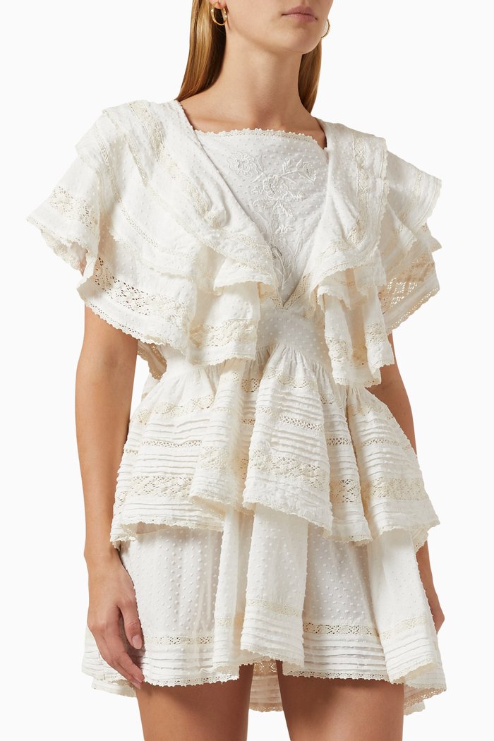 

A Little Whimsy Mini Dress in Linen, White