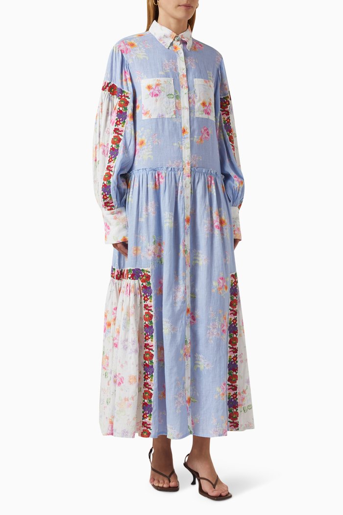 

Little Milk Jug Tux Day Dress in Linen, Multicolour