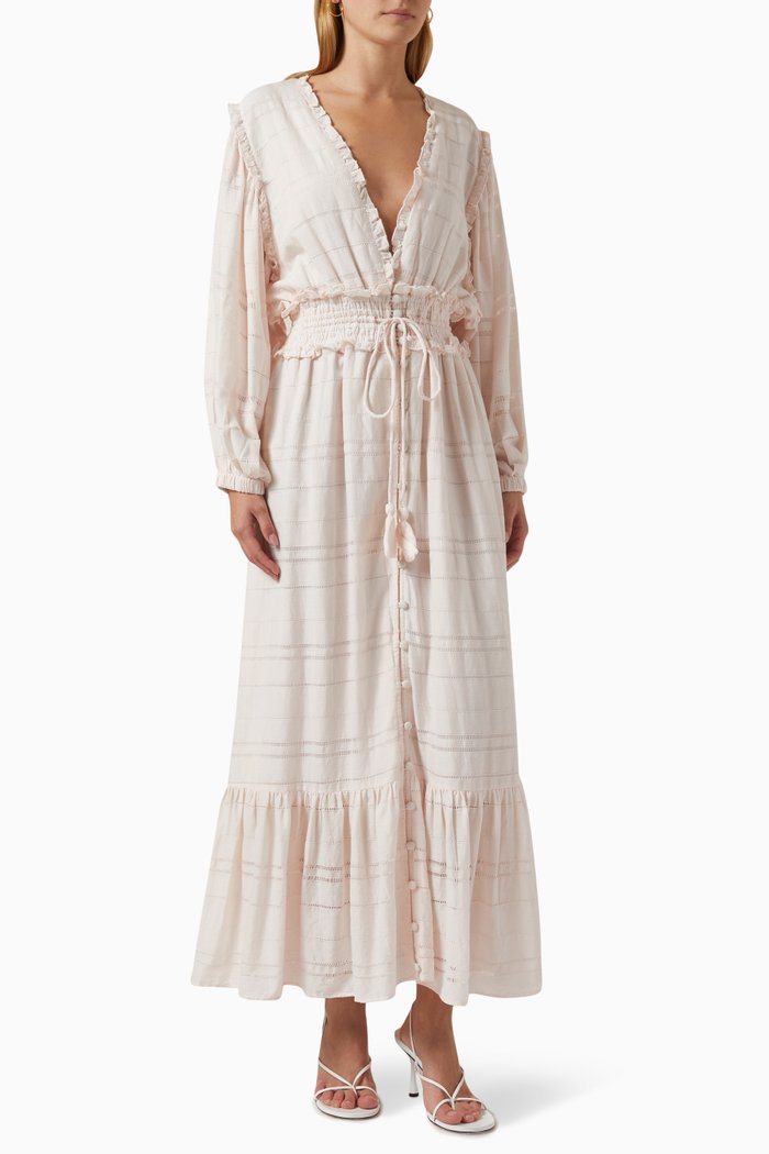 

Ladder Lace Dress in Poplin, Pink