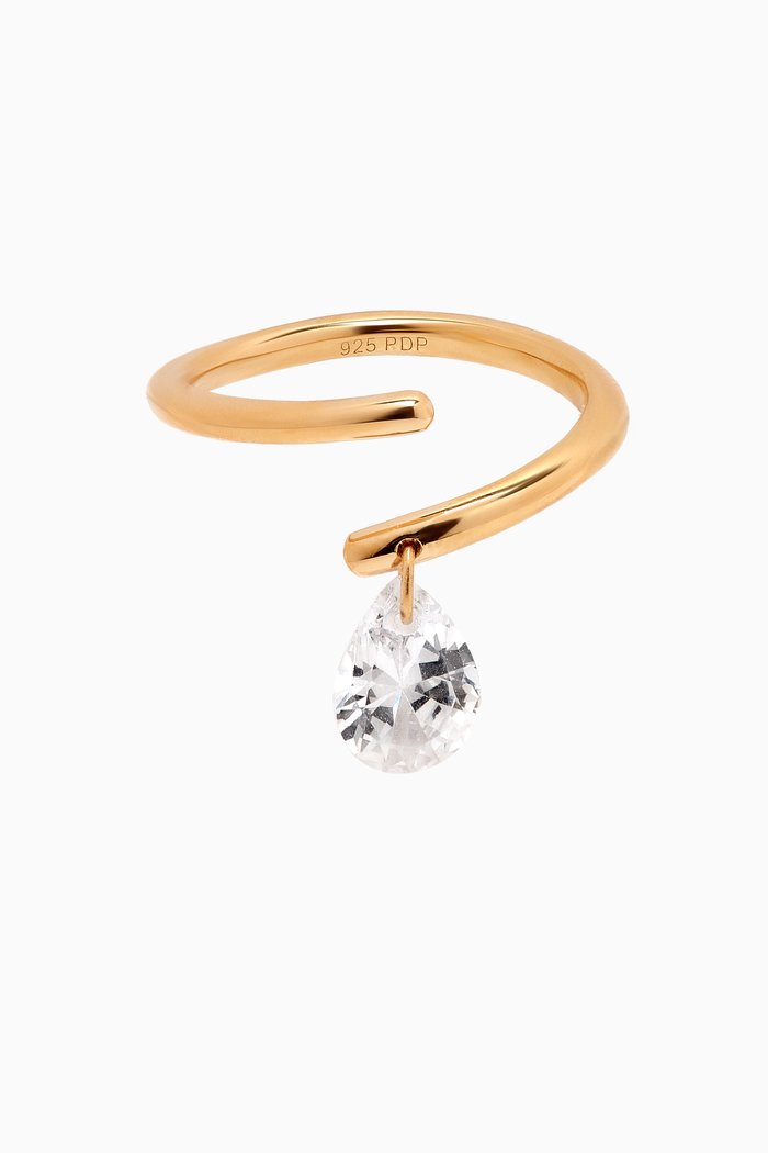 

Aqua Open Ring in 18kt Gold-plated Sterling Silver