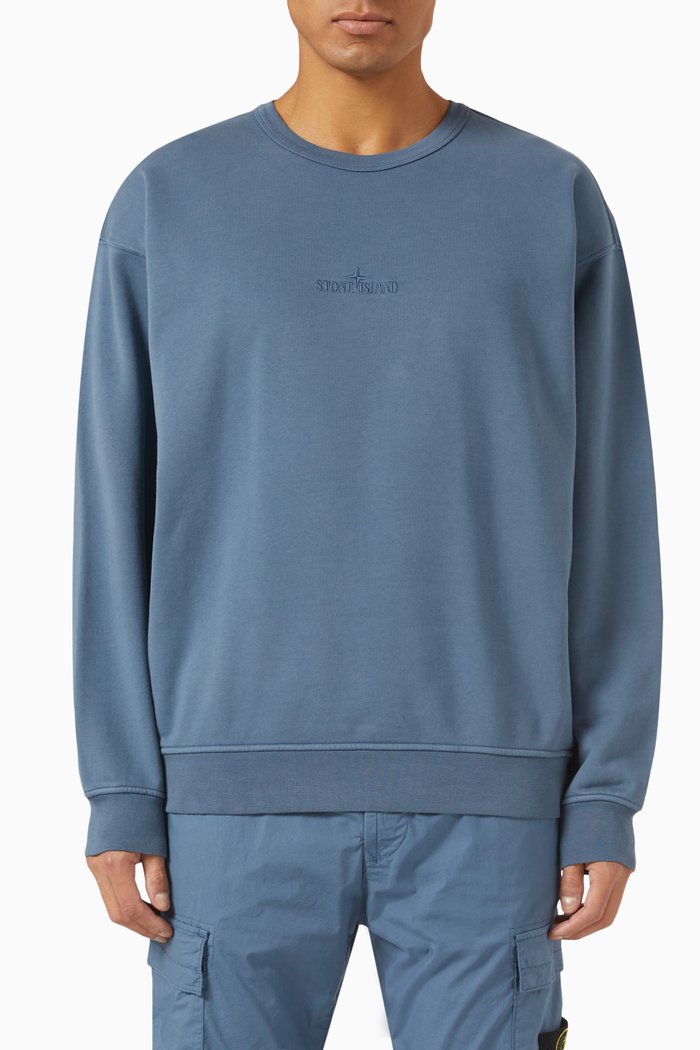 

Crew Neck Sweatshirt in Cotton, Blue
