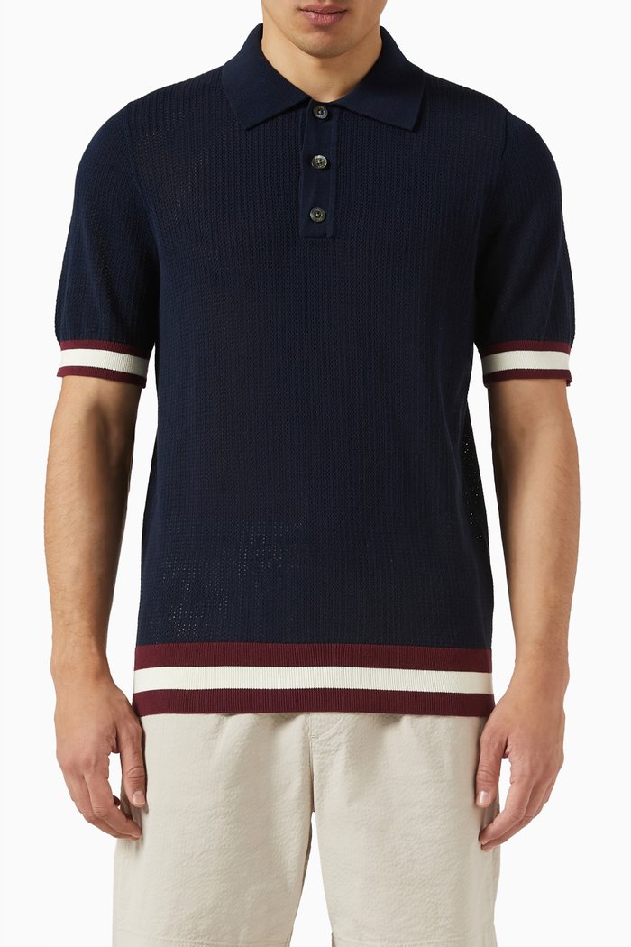 

Quinn Polo in Cotton Knit, Blue