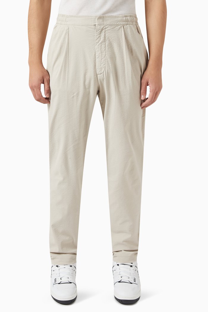 

Seersucker Trousers in Cotton, Brown