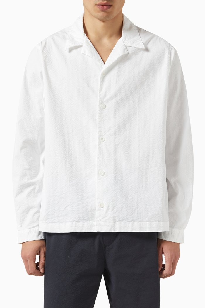 

Seersucker Long Sleeved Shirt in Cotton, Neutral
