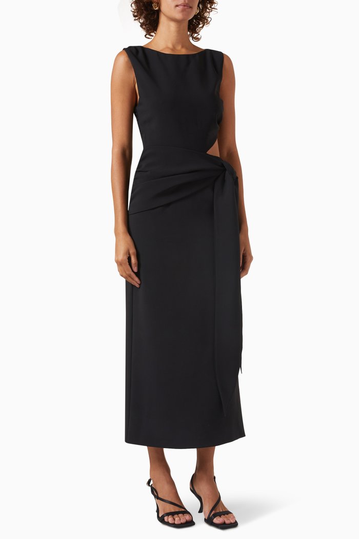 

Eves Cut-out Midi Dress in Stretch-suiting, Black