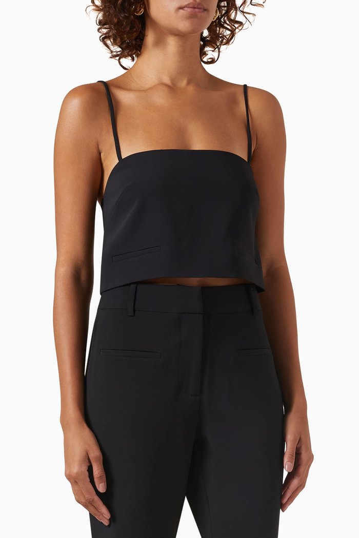 Eves Crop Top in Stretch-suiting, Black