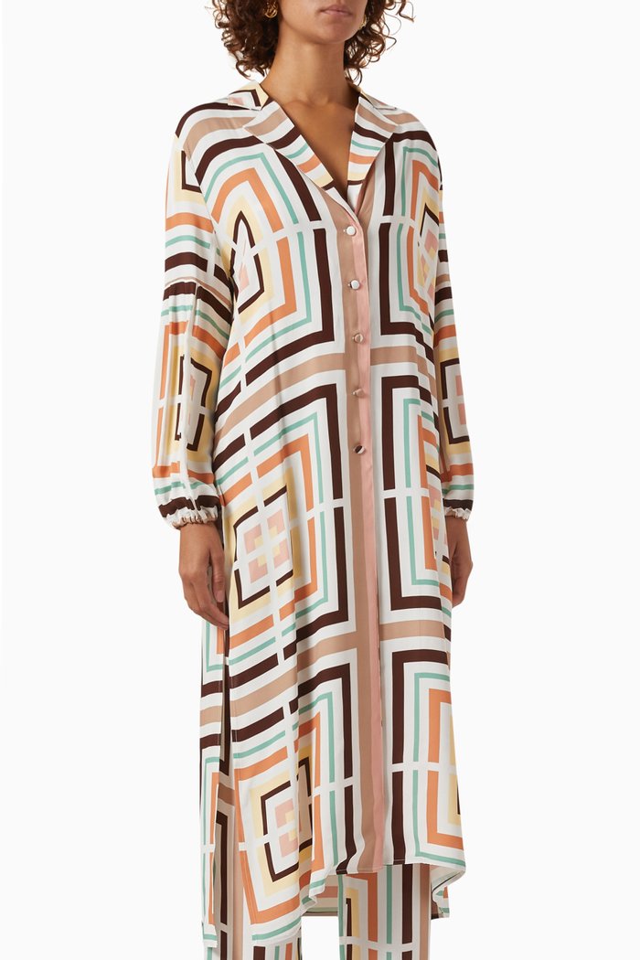 Two-piece Vacay Shirt & Bralette Set in Viscose, Multicolour