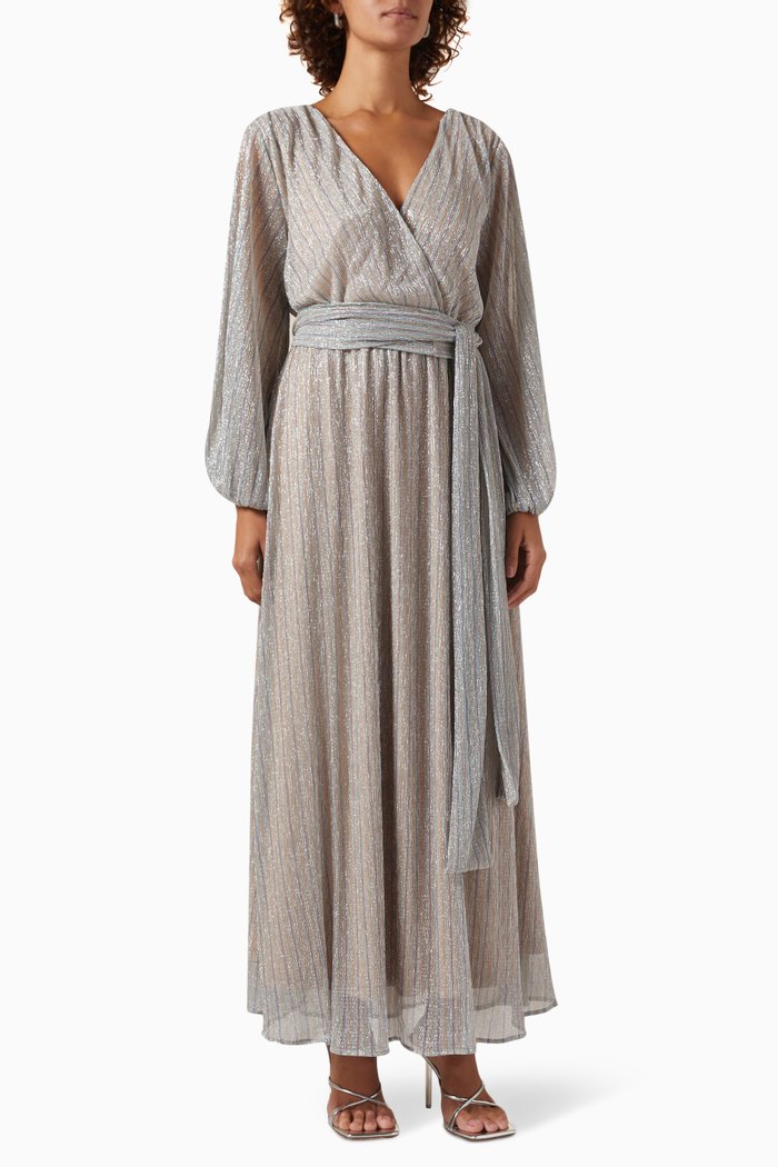 

Circus Midi Wrap Dress in Metallic-jersey, Grey