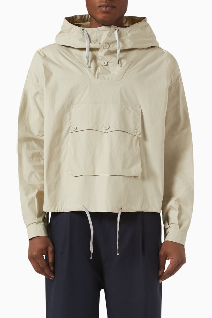 

Drawstring Jacket in Cotton, White