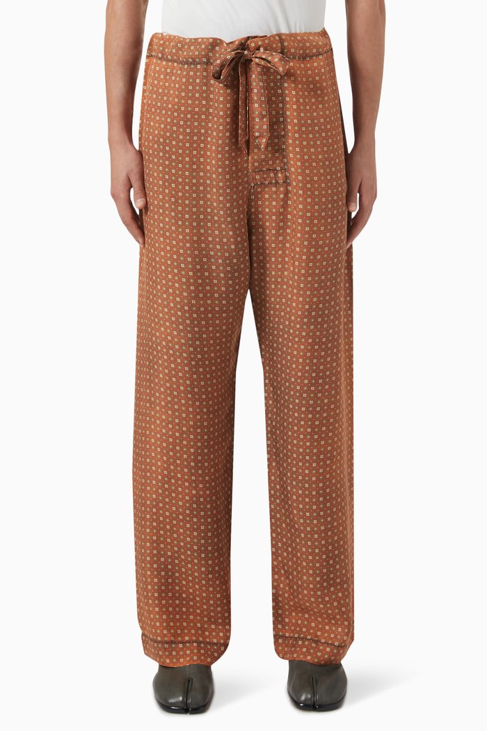 

Tie-print Trousers in Silk, Orange