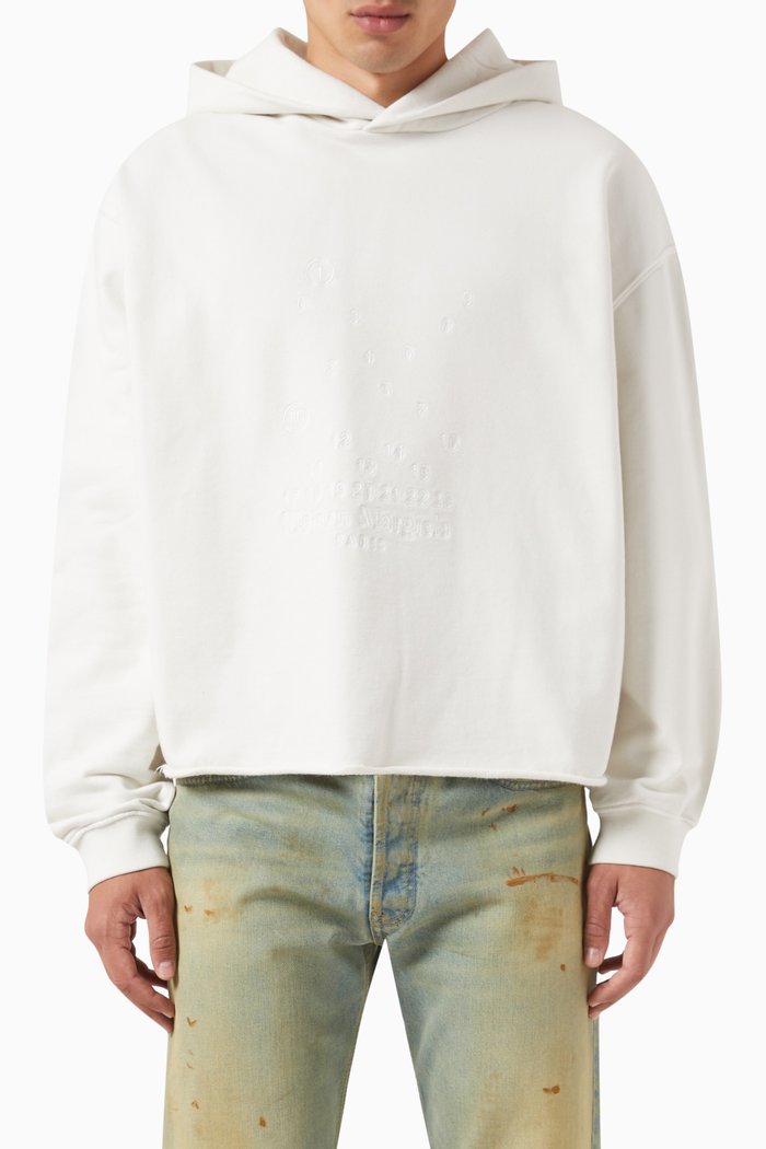 

Numbering Logo Hoodie in Cotton Jersey, White