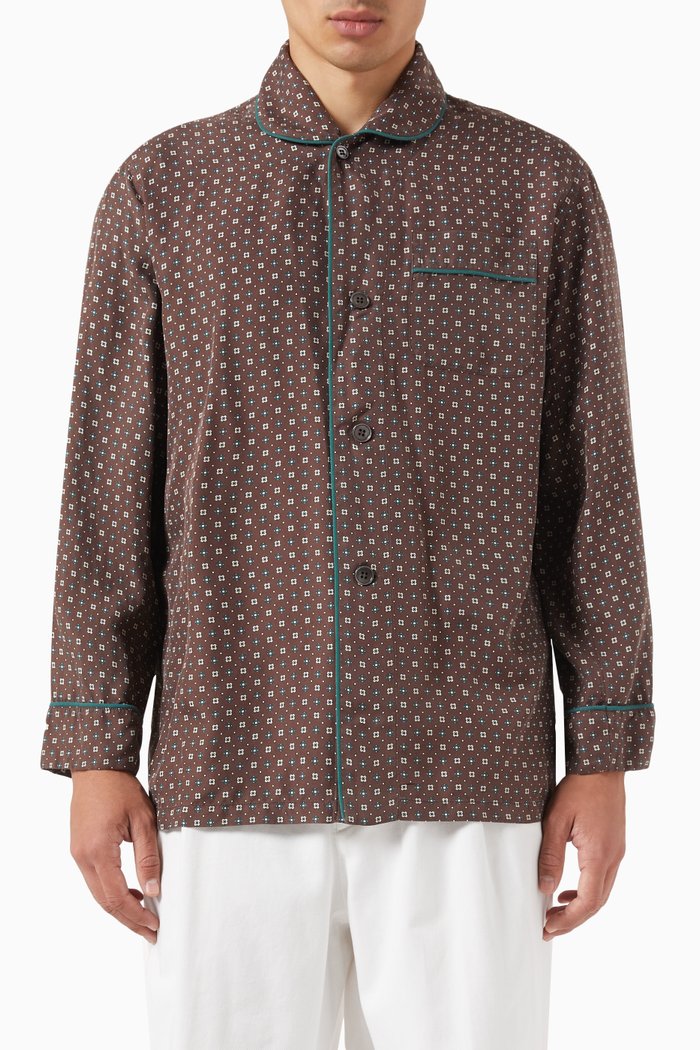 

Tie Print Shirt in Silk, Brown