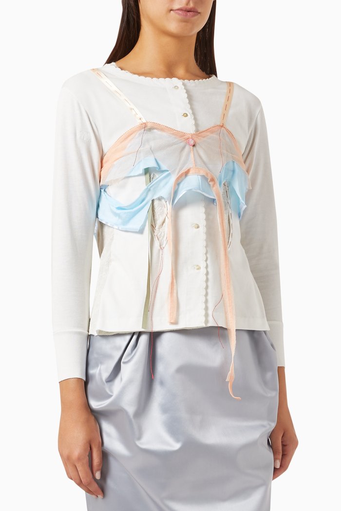 

Lace-bralette Overlay Top, White
