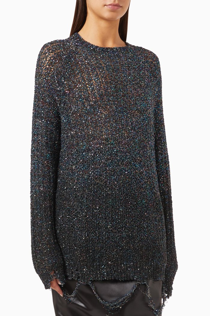 

Sequin-embellished Sweater, Blue