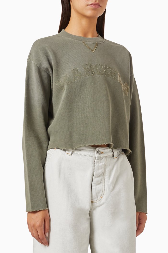 

Cropped Sweatshirt in Cotton, Green