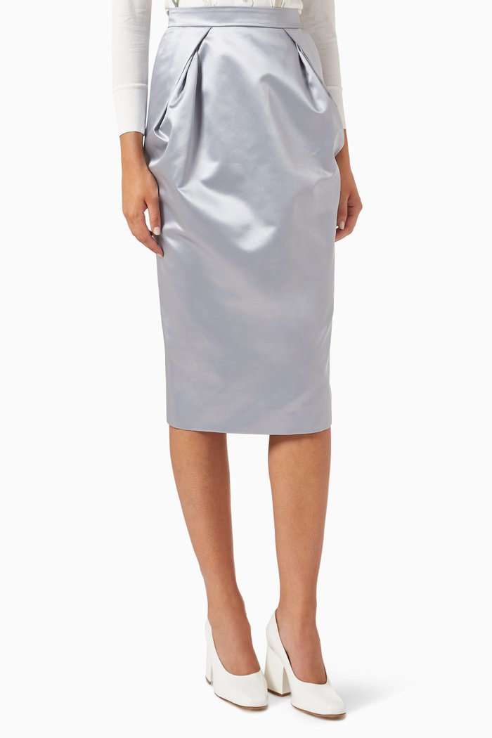 

Midi Skirt in Cotton-blend, Blue