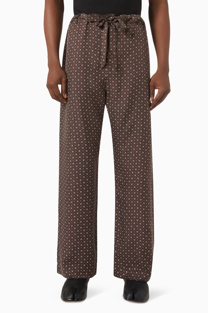 

Tie-print Trousers in Silk, Brown