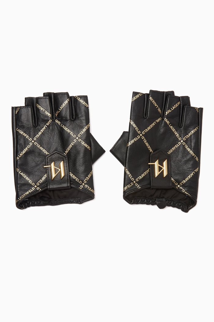 

KSaddle Fingerless Gloves in Leather, Black