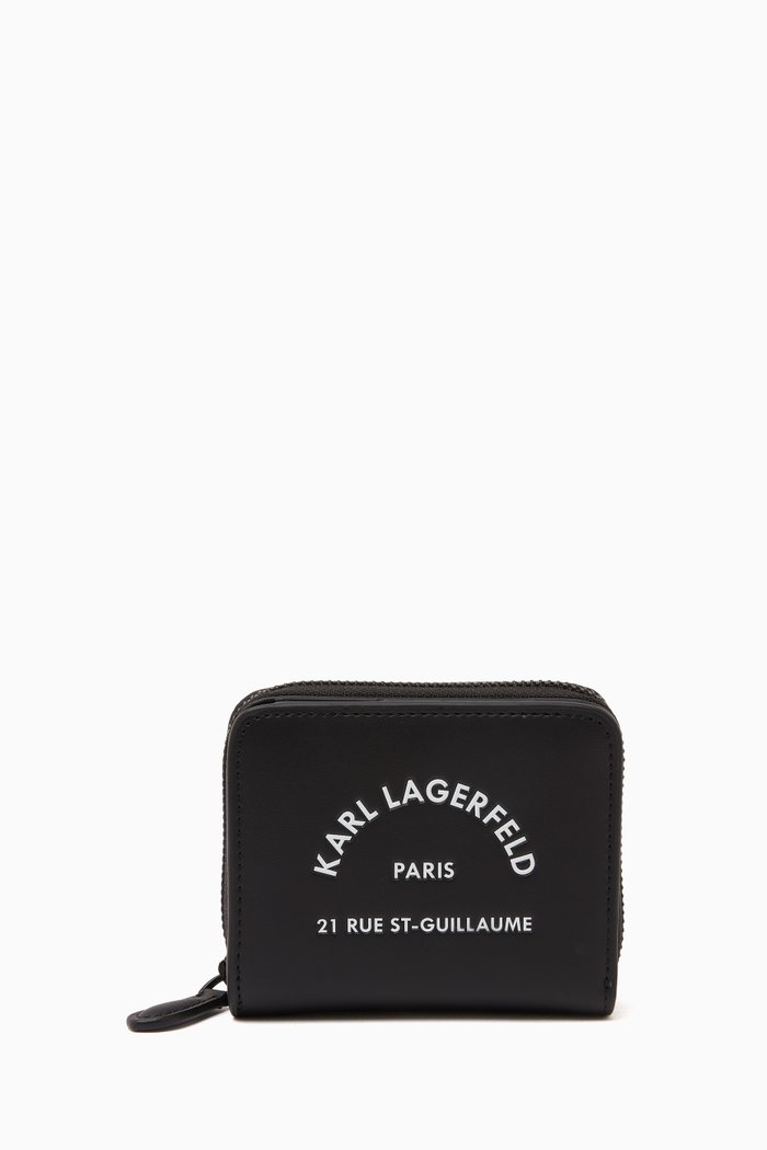 

Rue St. Guillaume Small Zip Wallet in Leather, Black