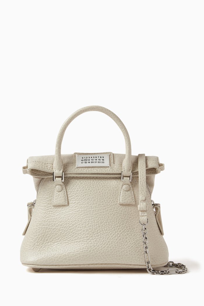 5AC Classique Shoulder Bag in Leather, Grey