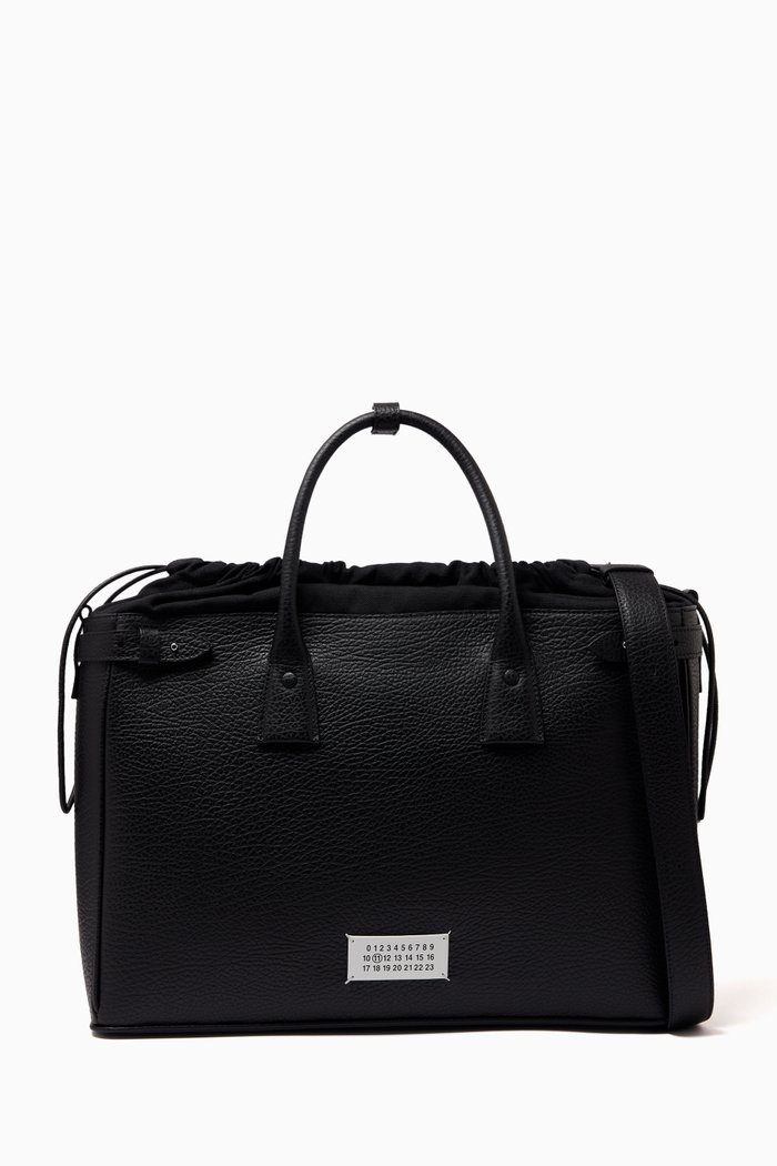 

Medium 5AC Daily Tote Bag in Smooth Leather, Black