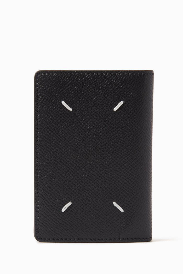 

Four Stitches Cardholder in Leather, Black