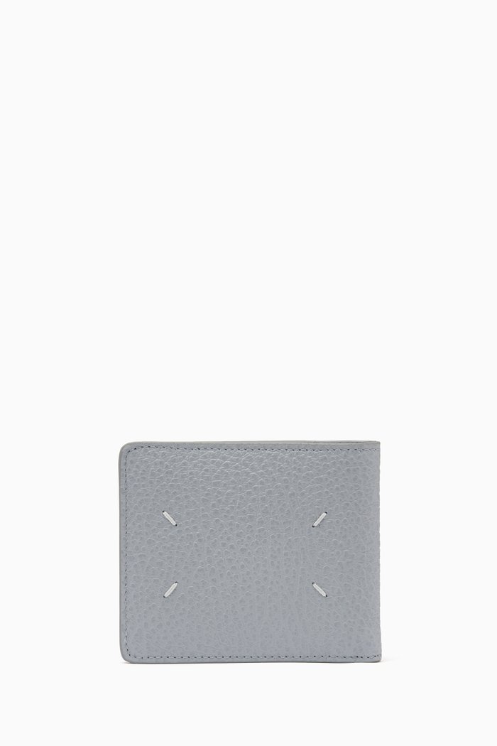

Slim Breeze Four-stitch Wallet in Leather, Blue