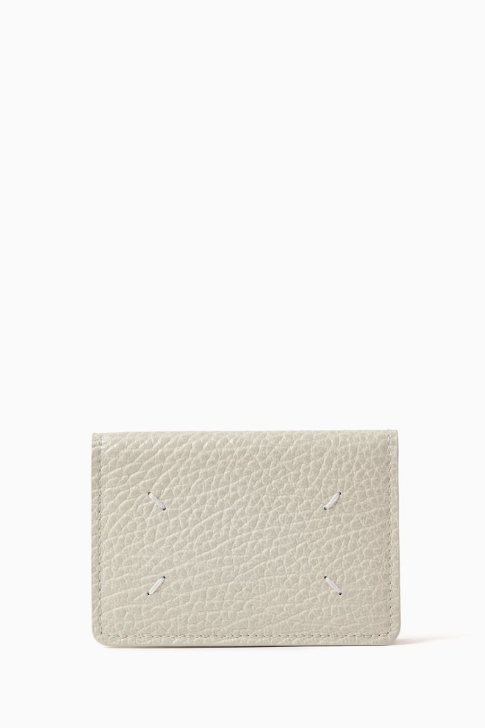 

Slim Card Holder in Grained Leather, Grey
