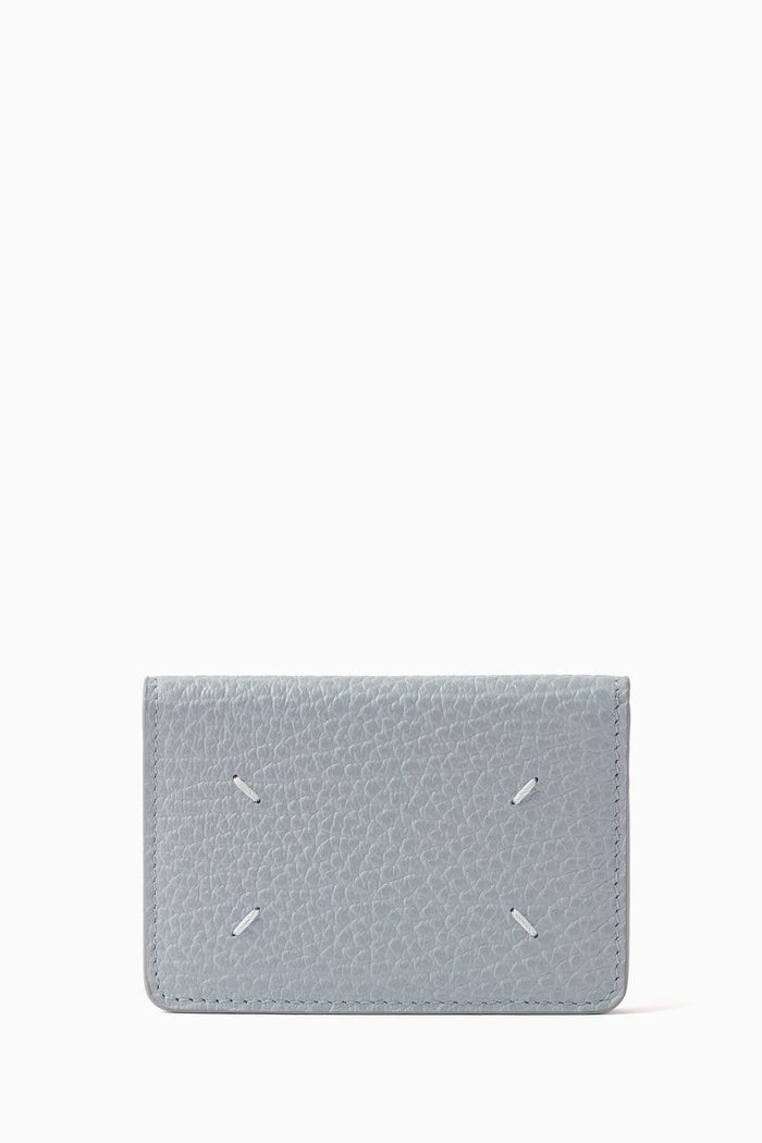 

Slim Card Holder in Grained Leather, Blue