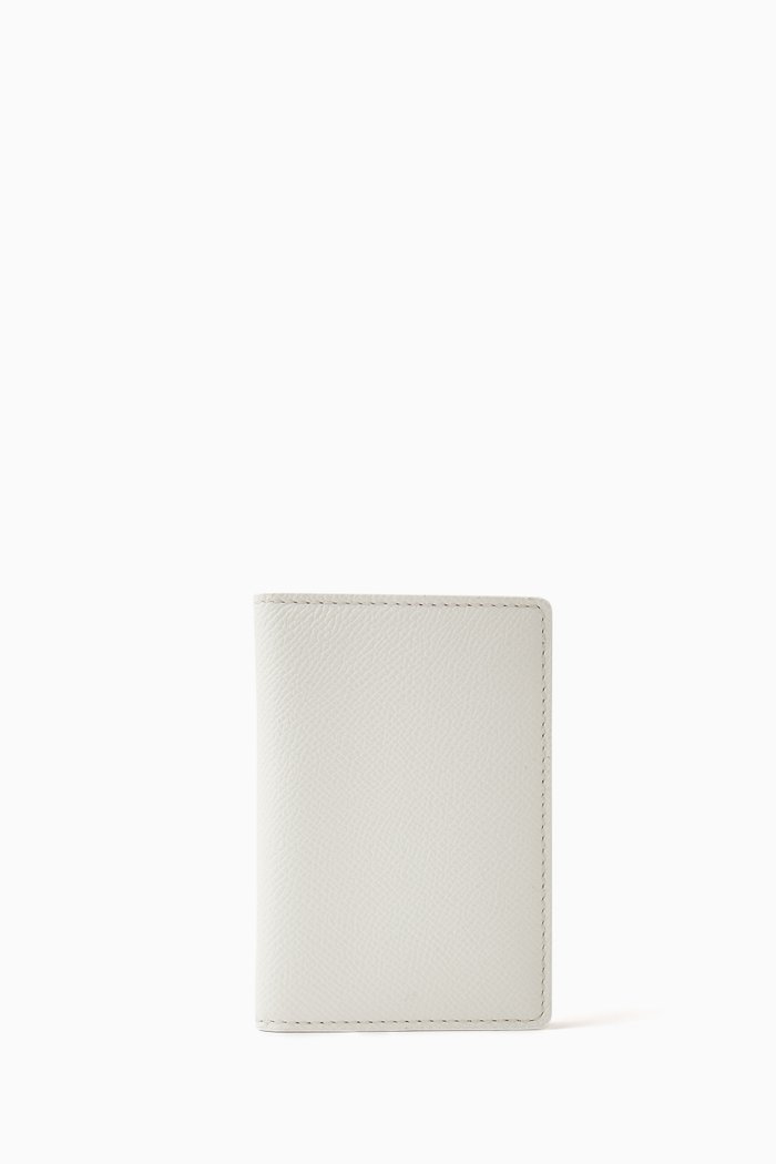 Slim Card Holder in Leather, White